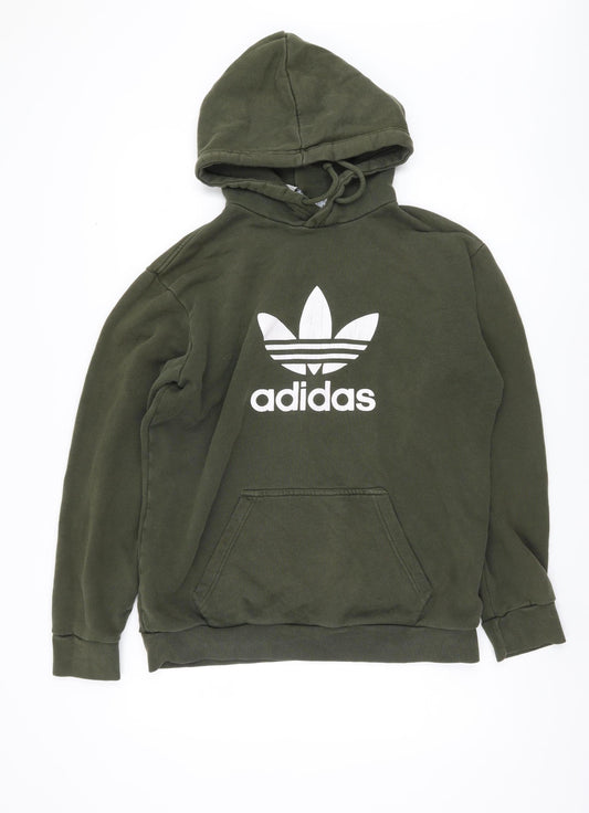 Adidas Men's Green Pullover Hoodie M Logo Graphic Print