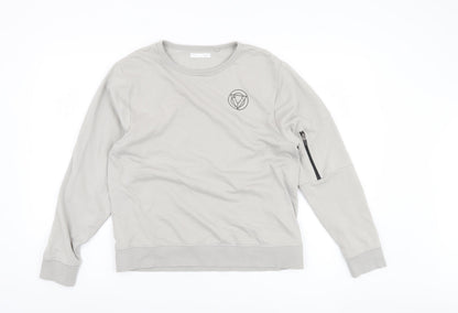 Next Boys Grey Pullover Sweatshirt with Zip Pocket, Size 158