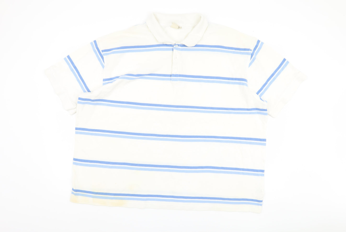 Cotton Traders Men's 3XL White Striped Polo Shirt