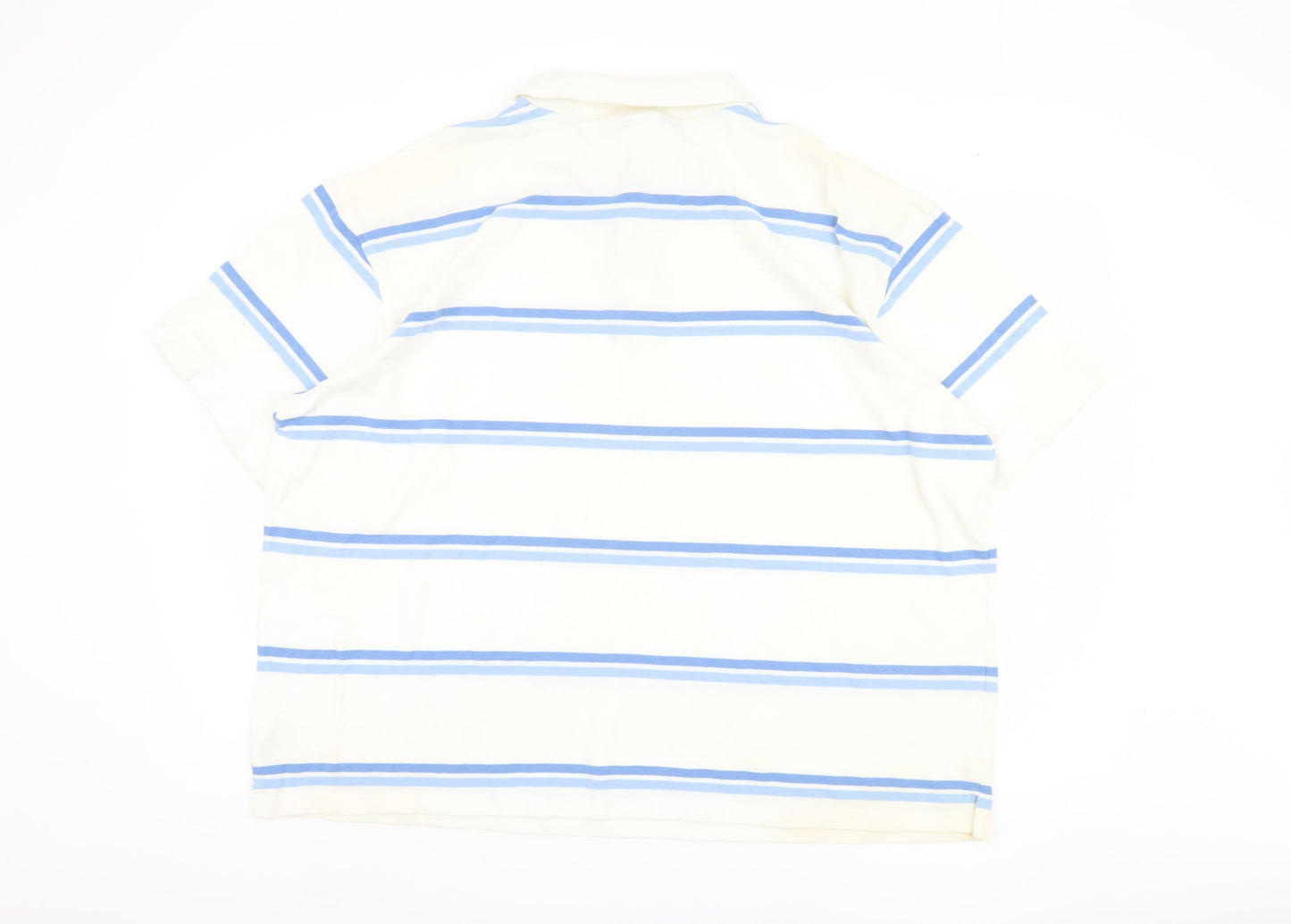 Cotton Traders Men's 3XL White Striped Polo Shirt