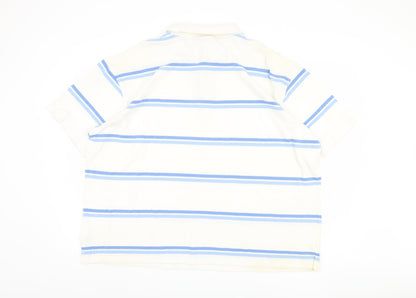 Cotton Traders Men's 3XL White Striped Polo Shirt
