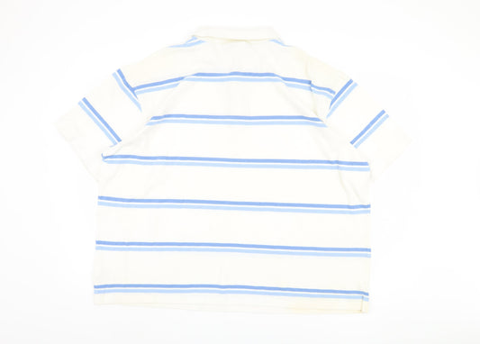 Cotton Traders Men's 3XL White Striped Polo Shirt