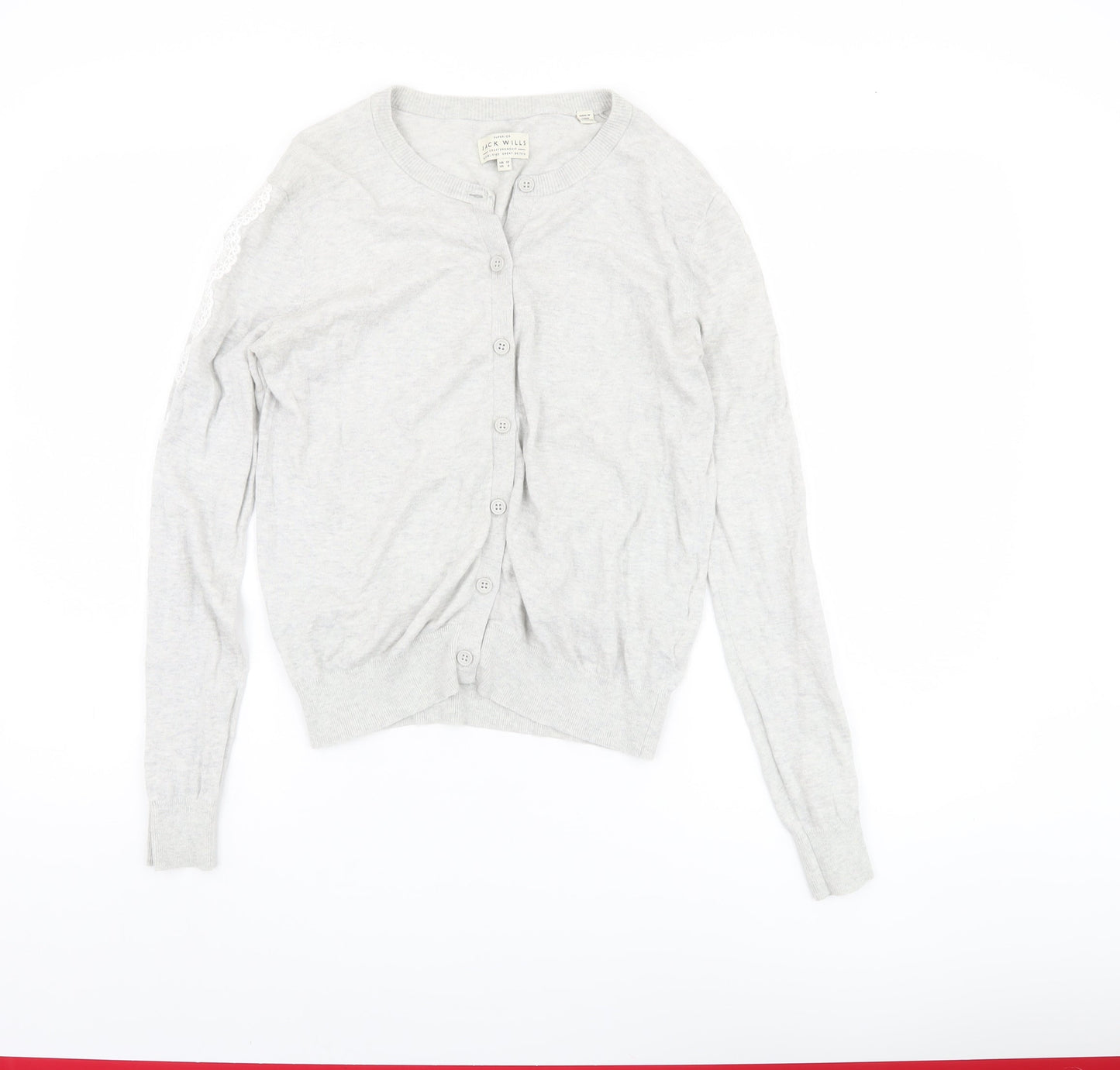 Jack Wills Women's Grey Cardigan Size 10, Button Accents