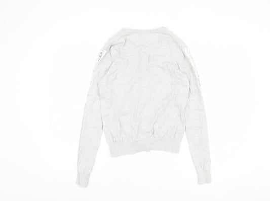 Jack Wills Women's Grey Cardigan Size 10, Button Accents
