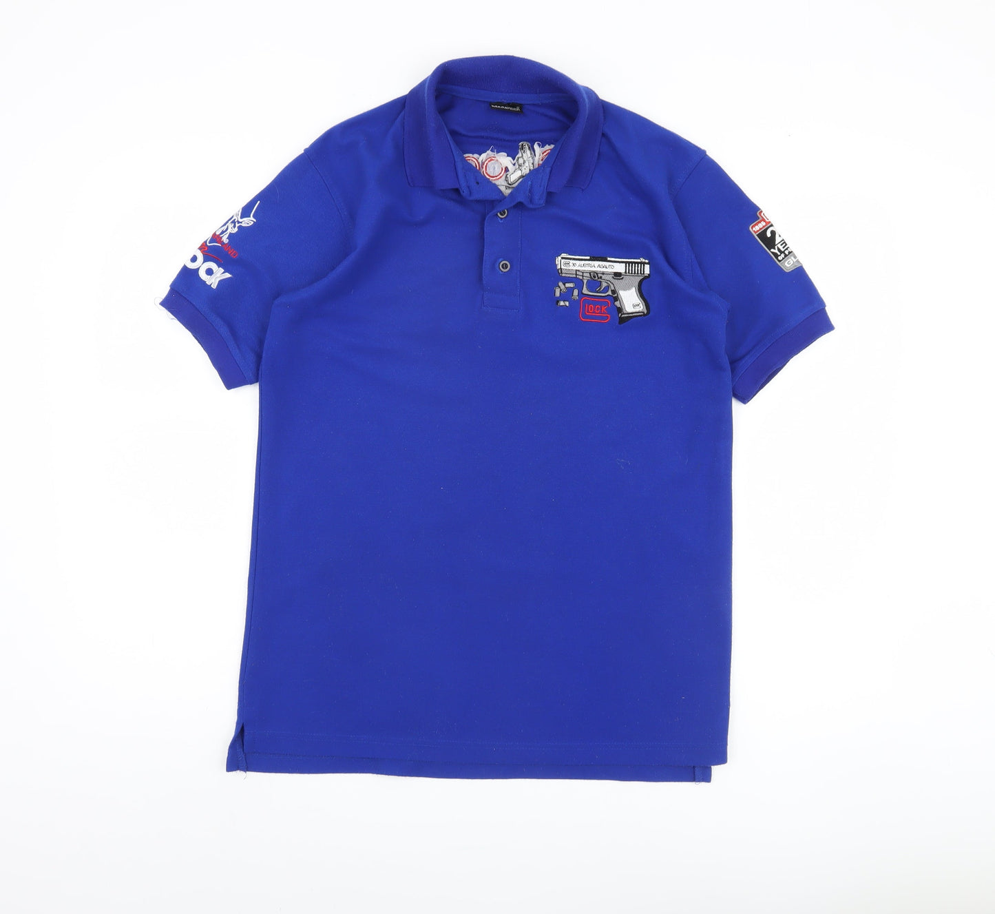 Medallion Men's Blue Graphic Polo Shirt, L