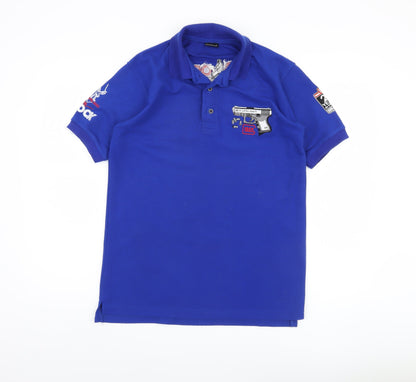 Medallion Men's Blue Graphic Polo Shirt, L