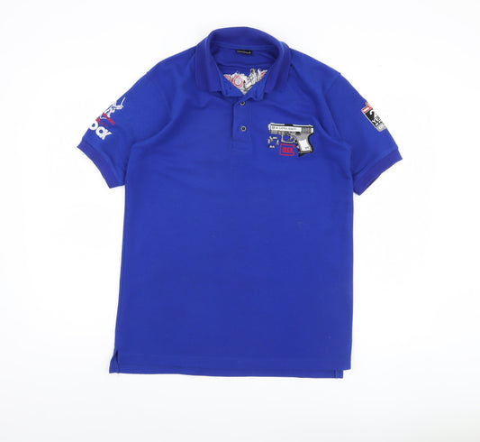 Medallion Men's Blue Graphic Polo Shirt, L