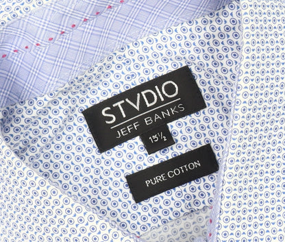 Stvdio by Jeff Banks Men's Blue Geometric Shirt 15.5