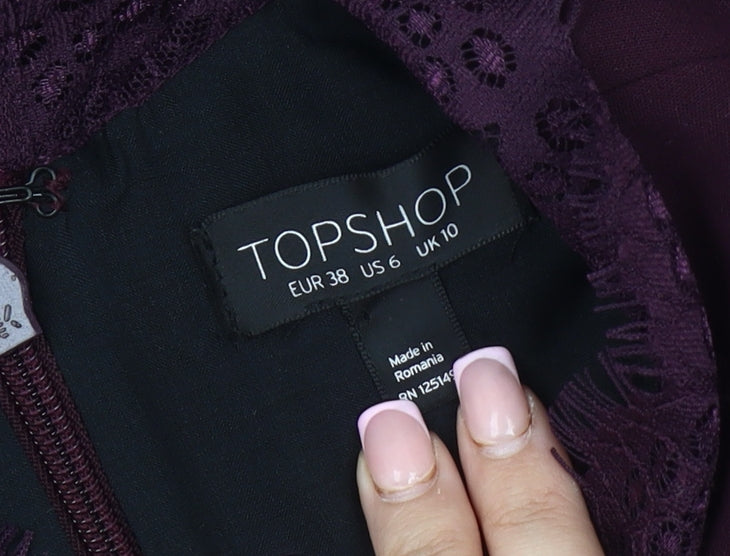 Topshop Women's Purple Shift Dress Size 10