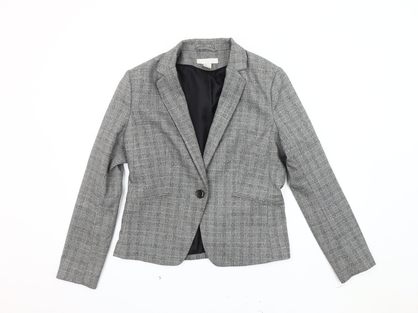 H&M Grey Women's Checked Blazer Size 14