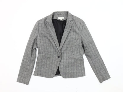 H&M Grey Women's Checked Blazer Size 14