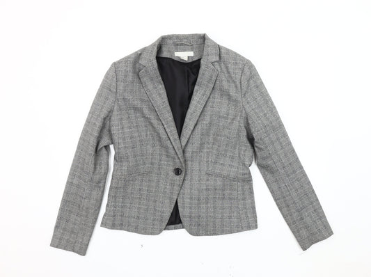 H&M Grey Women's Checked Blazer Size 14