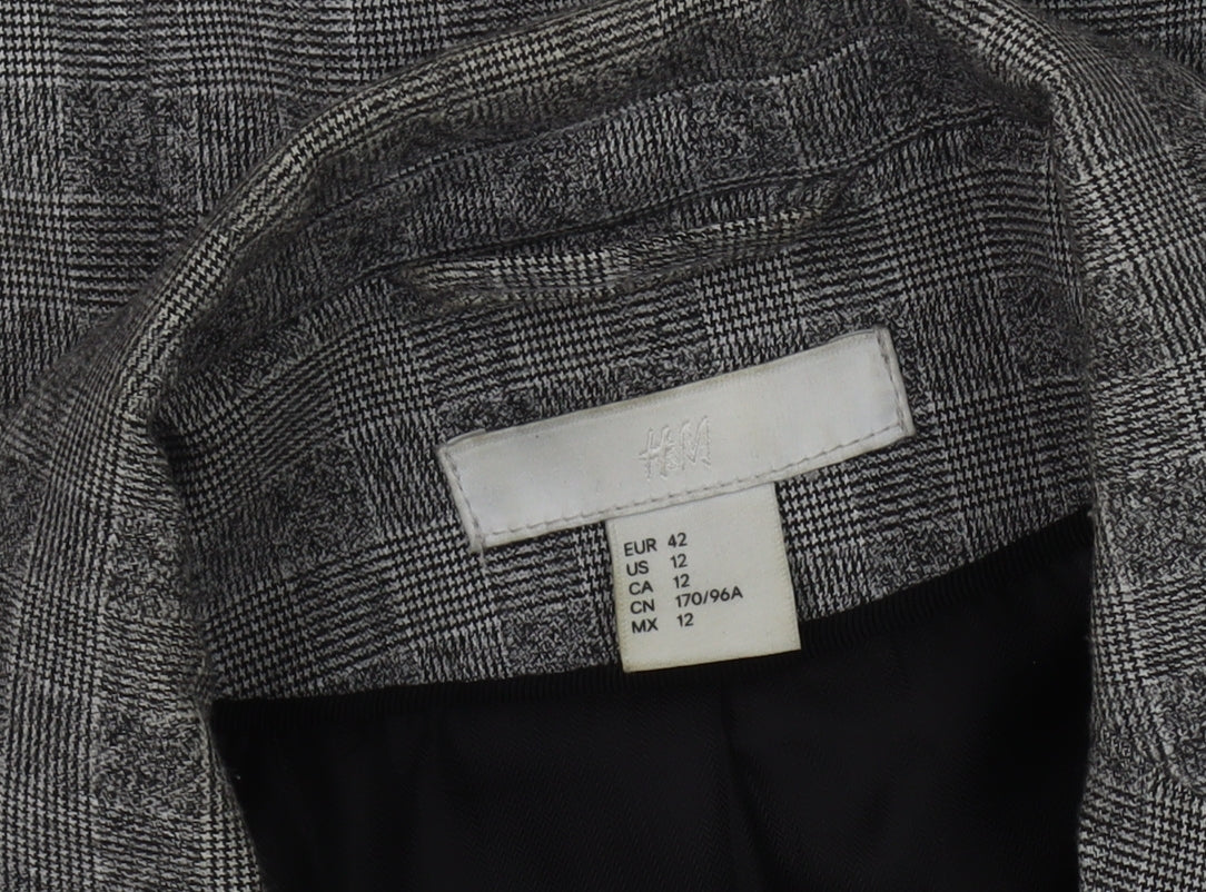 H&M Grey Women's Checked Blazer Size 14