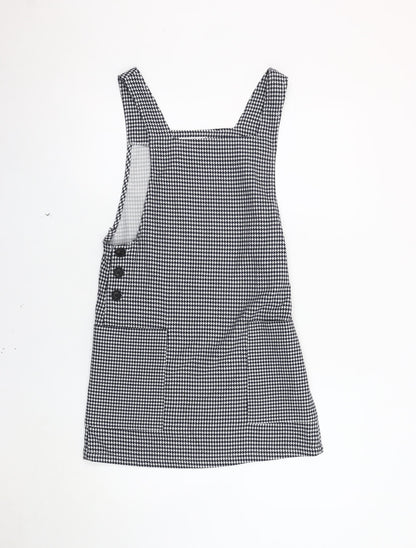 MNG Women's Blue Houndstooth Pinafore Dress Size 6