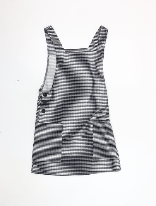 MNG Women's Blue Houndstooth Pinafore Dress Size 6