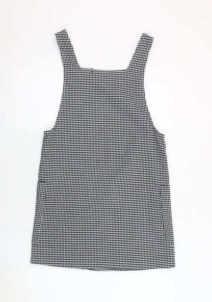 MNG Women's Blue Houndstooth Pinafore Dress Size 6