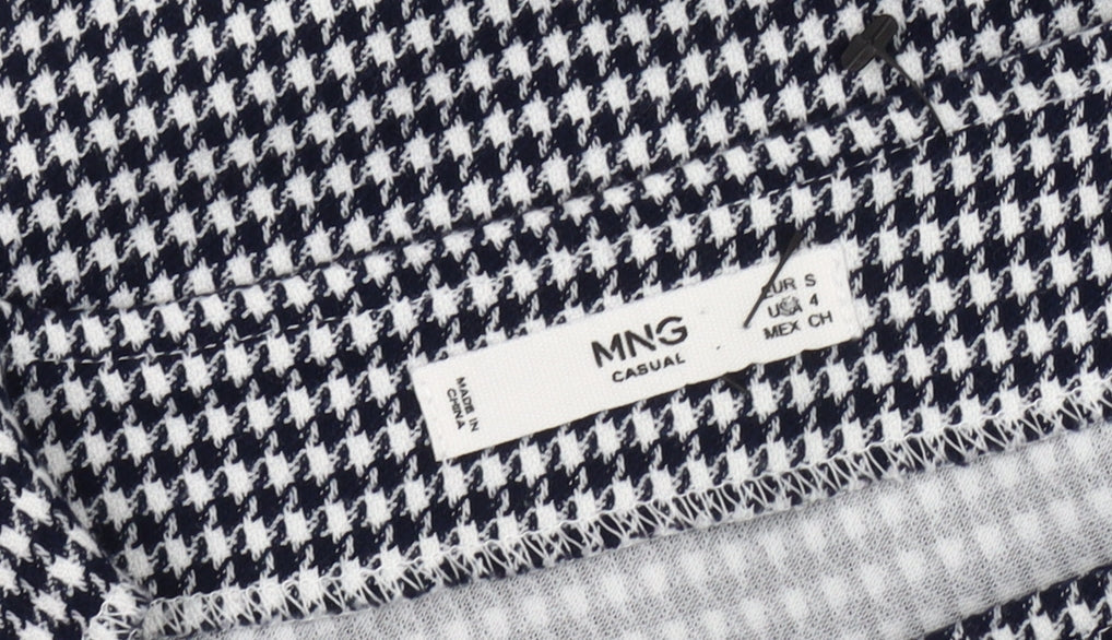 MNG Women's Blue Houndstooth Pinafore Dress Size 6