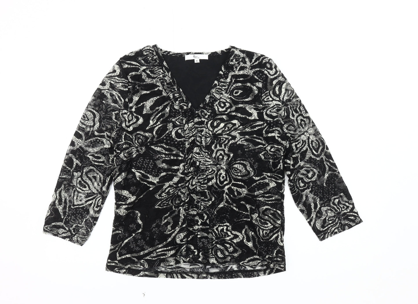 Kiss Collection Women's Black Floral Lace Blouse, Medium