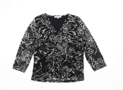 Kiss Collection Women's Black Floral Lace Blouse, Medium