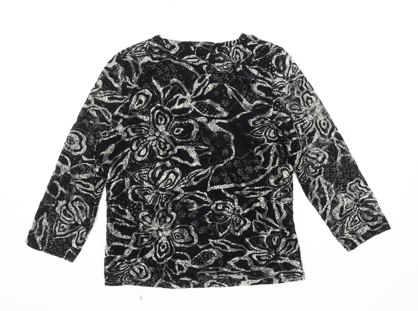 Kiss Collection Women's Black Floral Lace Blouse, Medium