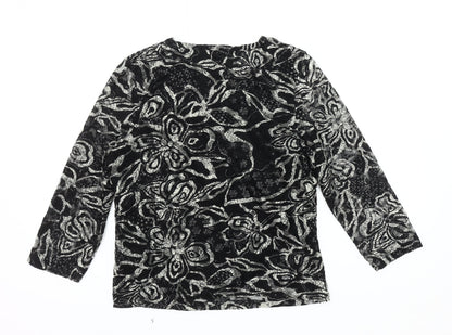 Kiss Collection Women's Black Floral Lace Blouse, Medium