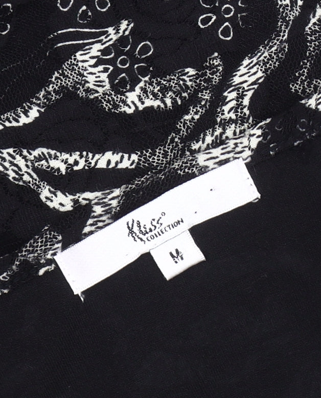 Kiss Collection Women's Black Floral Lace Blouse, Medium