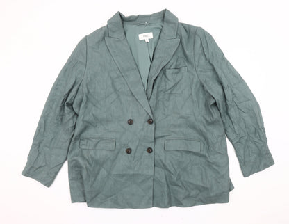 Marks and Spencer Green Linen Blazer Women Size 24
