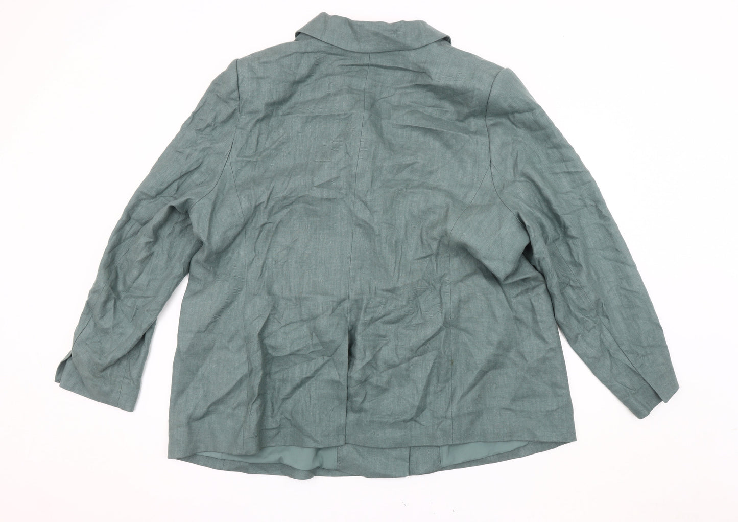 Marks and Spencer Green Linen Blazer Women Size 24