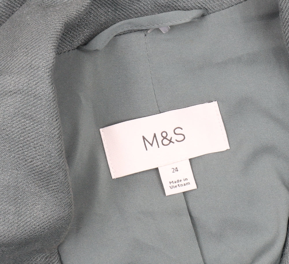 Marks and Spencer Green Linen Blazer Women Size 24