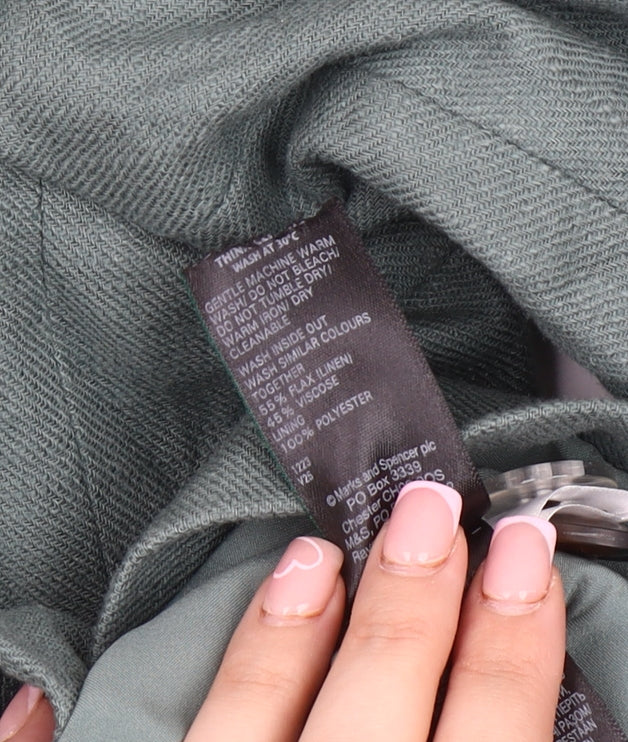 Marks and Spencer Green Linen Blazer Women Size 24