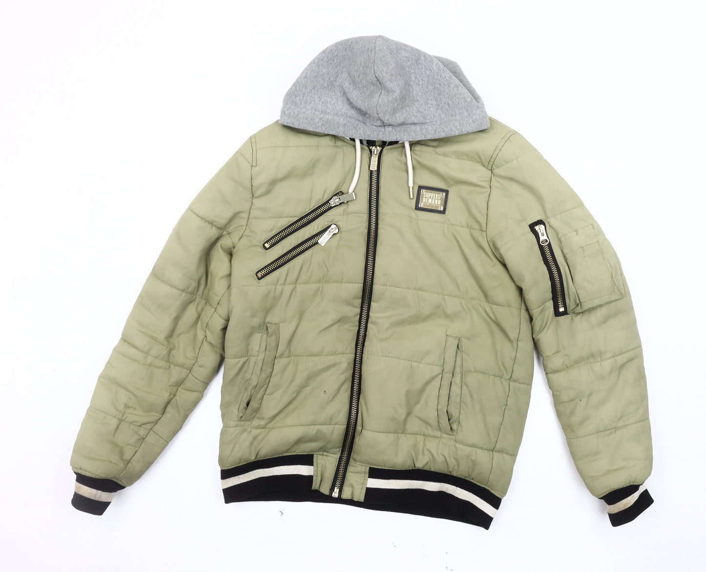 Mens UK Size M Supply & Demand Green Bomber Jacket