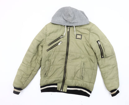 Mens UK Size M Supply & Demand Green Bomber Jacket