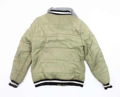 Mens UK Size M Supply & Demand Green Bomber Jacket