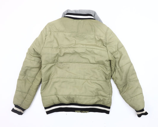 Mens UK Size M Supply & Demand Green Bomber Jacket