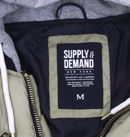 Mens UK Size M Supply & Demand Green Bomber Jacket