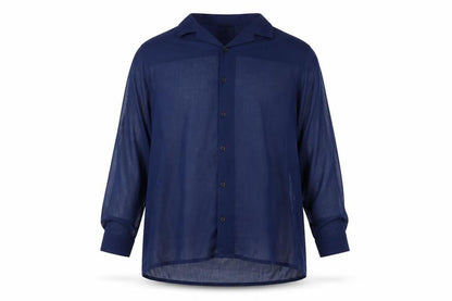 Front view of ASOS DESIGN Men's Blue 2XL Sheer Button-Up Shirt