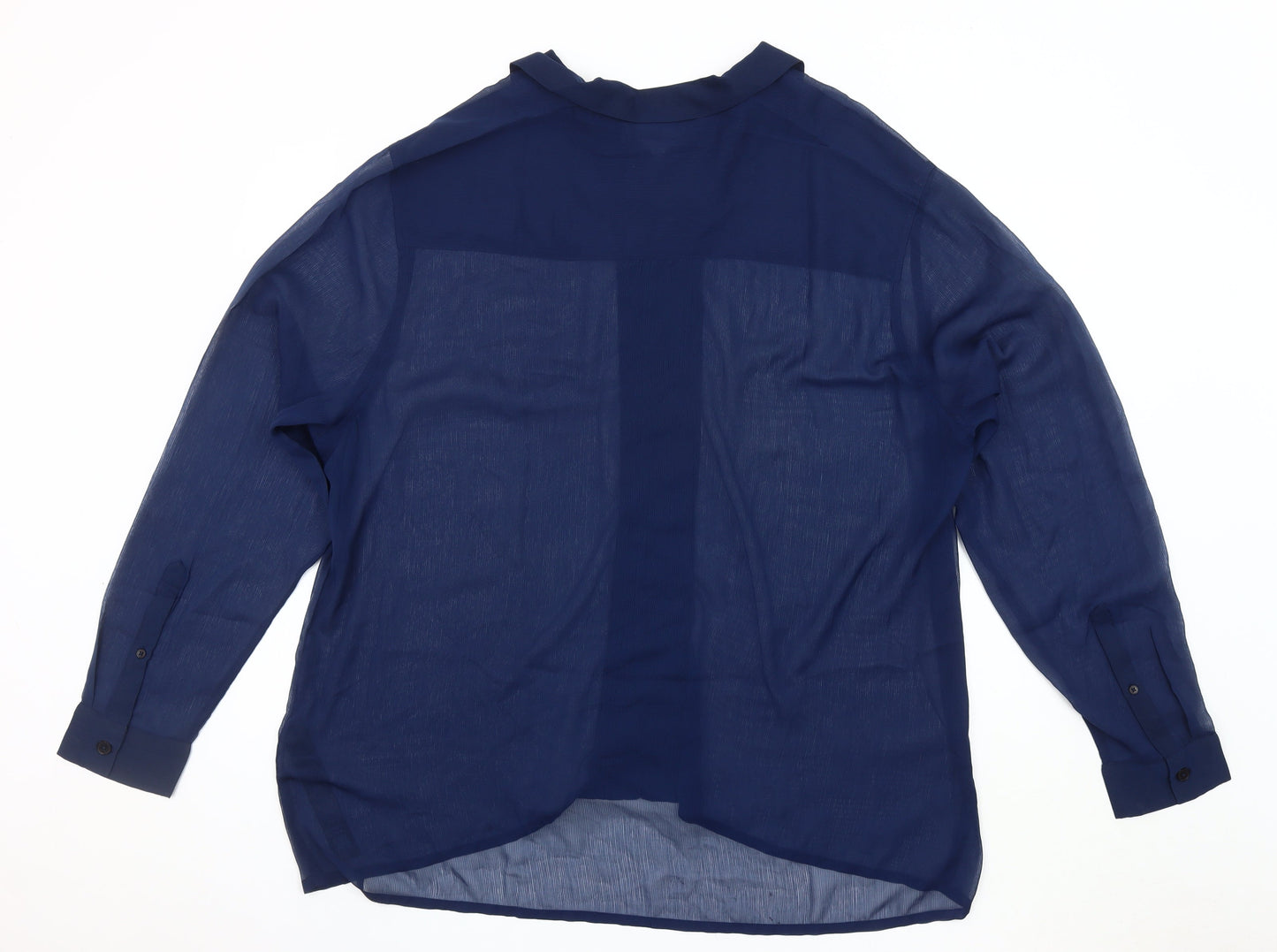 ASOS DESIGN Men's Blue 2XL Sheer Button-Up Shirt