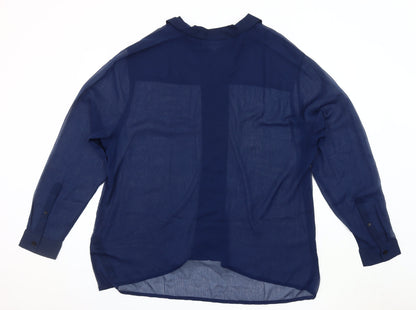 ASOS DESIGN Men's Blue 2XL Sheer Button-Up Shirt