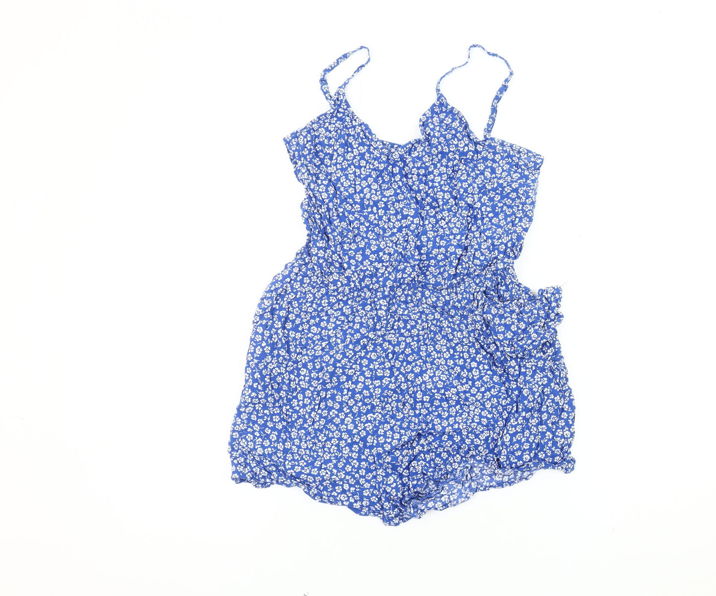 H&M Women's Blue Floral Playsuit - Size 12 Sleeveless