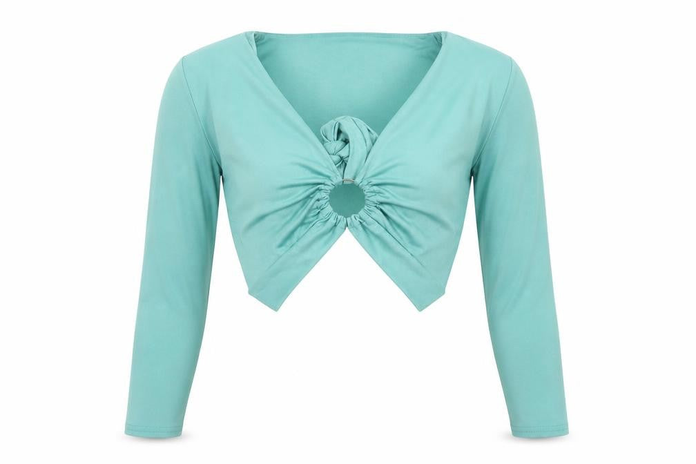Womens UK Size 8 PRETTYLITTLETHING Green Cropped Blouse