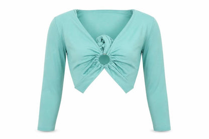 Womens UK Size 8 PRETTYLITTLETHING Green Cropped Blouse