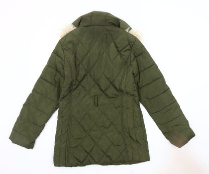 Womens UK Size 10 Oasis Green Puffer Jacket