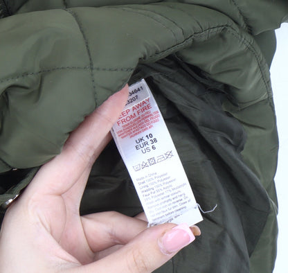 Womens UK Size 10 Oasis Green Puffer Jacket