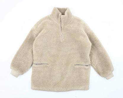 Pieces Beige Fleece 1/4 Zip Sweatshirt, S, Lightweight
