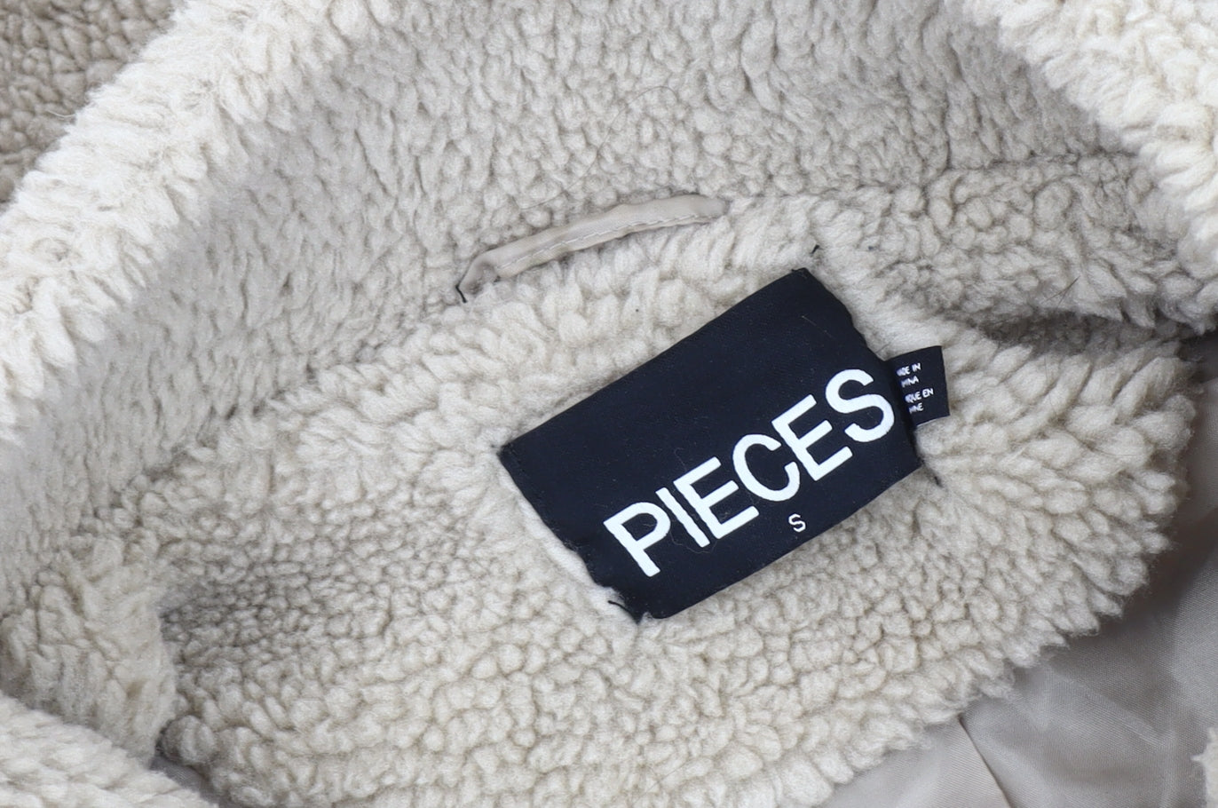 Pieces Beige Fleece 1/4 Zip Sweatshirt, S, Lightweight