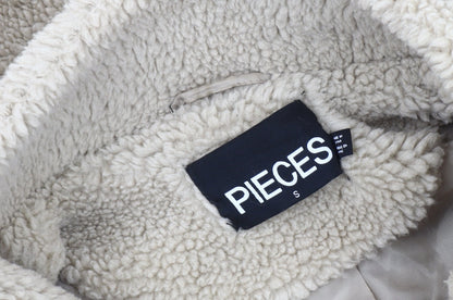 Pieces Beige Fleece 1/4 Zip Sweatshirt, S, Lightweight