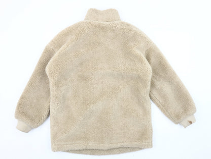 Pieces Beige Fleece 1/4 Zip Sweatshirt, S, Lightweight