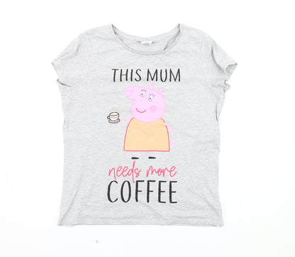 Tu Women's Grey Peppa Pig T-Shirt, Size 14, Casual Fun
