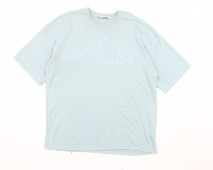 Mens UK Size L Bershka Blue  T-Shirt