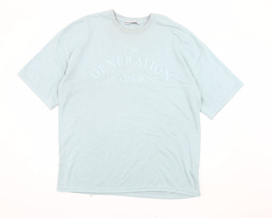 Mens UK Size L Bershka Blue  T-Shirt